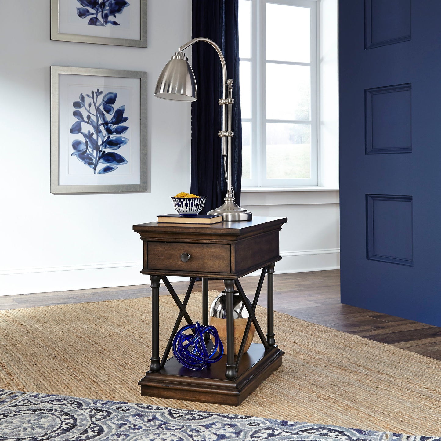 Tribeca - Drawer Chair Side Table - Cordovian Brown
