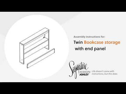 Piperton - T Bookcase Storage w/End Panel - White